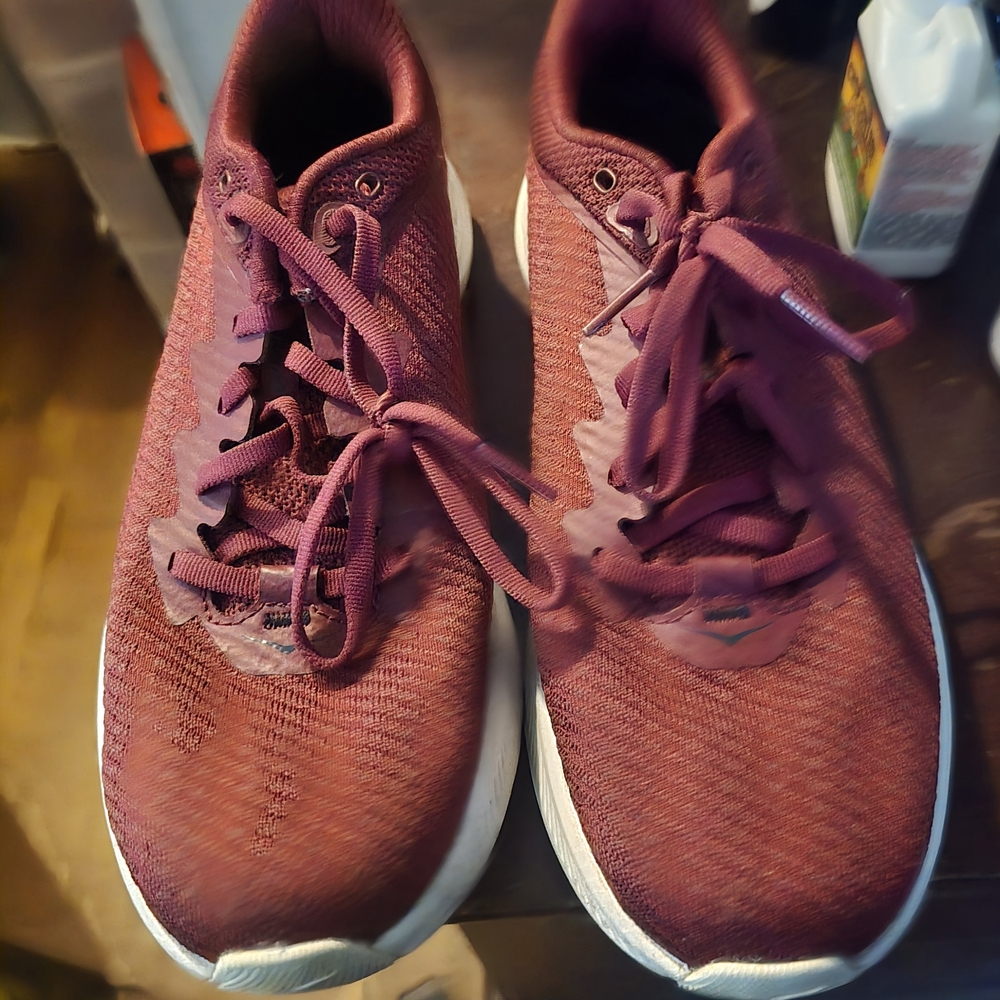 Hoka Women's Shoes in Burgundy and White - Picture 2 of 4